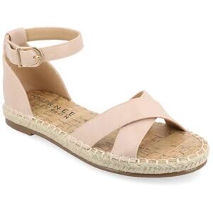 Journee Collection Women's Lyddia Espadrille Flat Sandals, Blush Size 6M